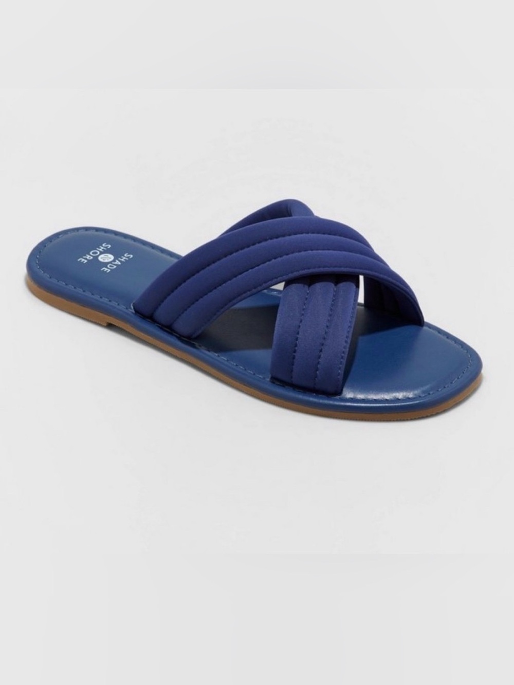 Shade & Shore Crossband Slide Sandals - Navy Blue Size 8